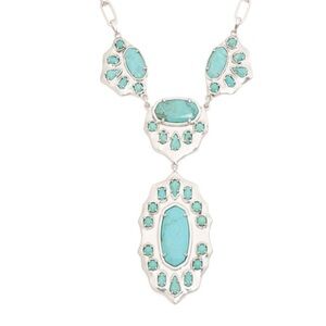 Kendra Scott SILVER MONTANA TURQUOISE STATEMENT NECKLACE Yellowstone NWT